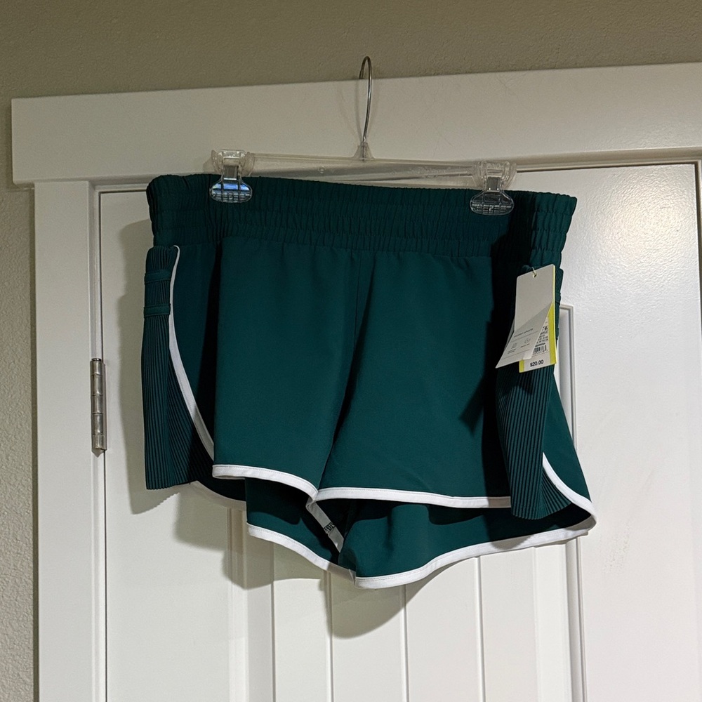 Green Women's Shorts with White Trim